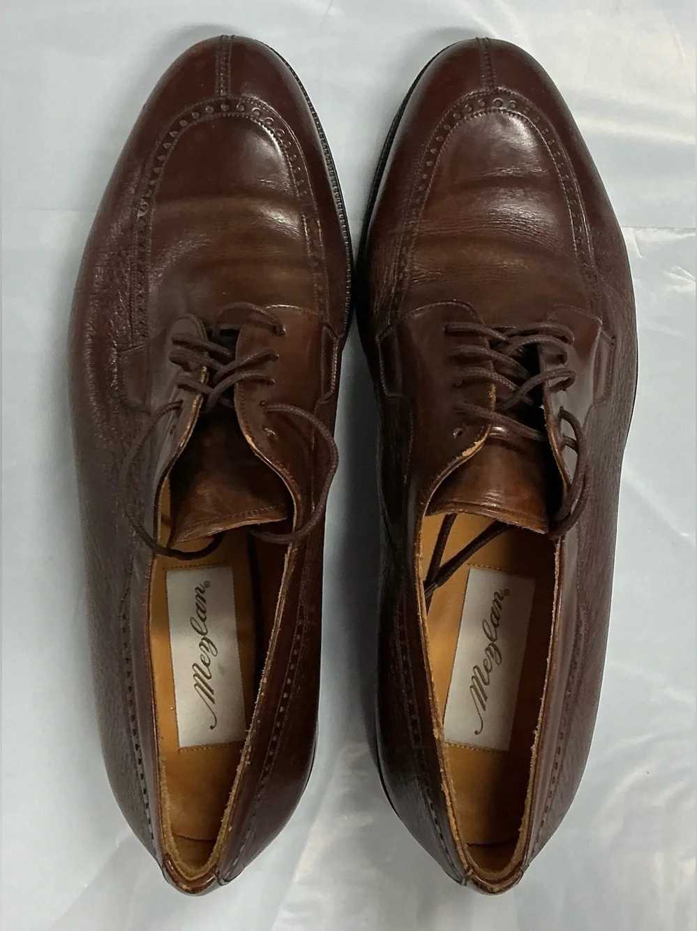 Mezlan Brown Leather Derby Lace-Up Shoes PR26-11